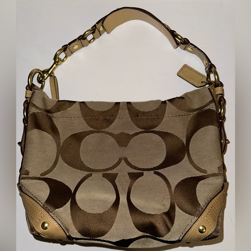 COACH Vintage Signature Canvas Carly Hobo Bag  Shoulder Purse